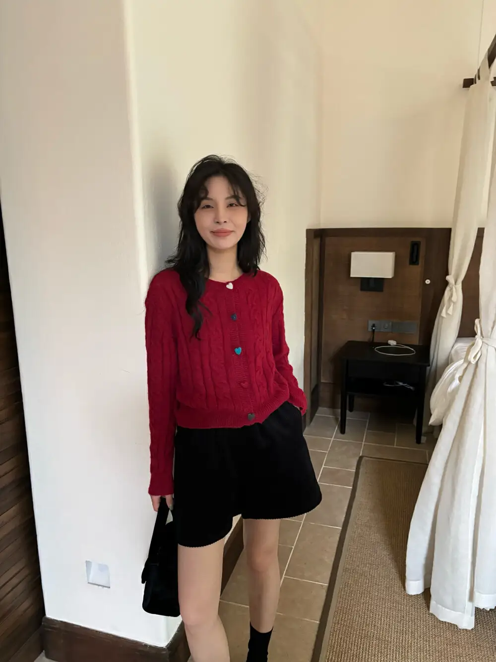 한국인기 하트 버튼 꽈배기 니트 가디건 상세 이미지 1