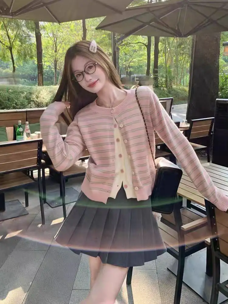 한국인기 러블리 프레피 가디건 세트
