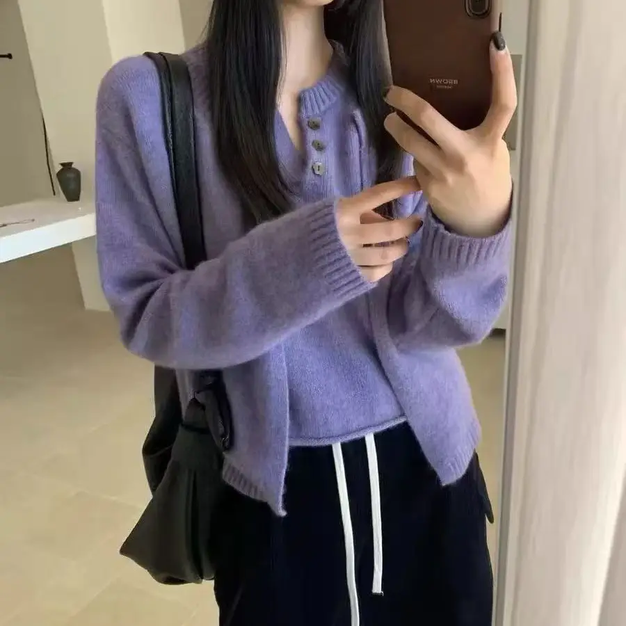 레이어드 룩 울 니트 카디건 상세 이미지 6
