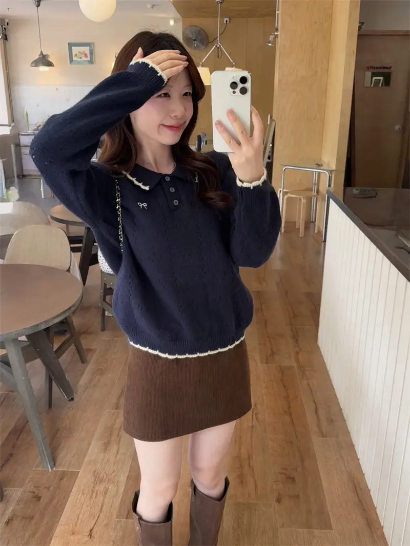 자수 폴로 칼라 니트 상세 이미지 17