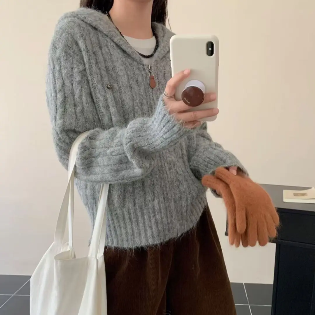 한국인기 꽈배기 후드 가디건 상세 이미지 4