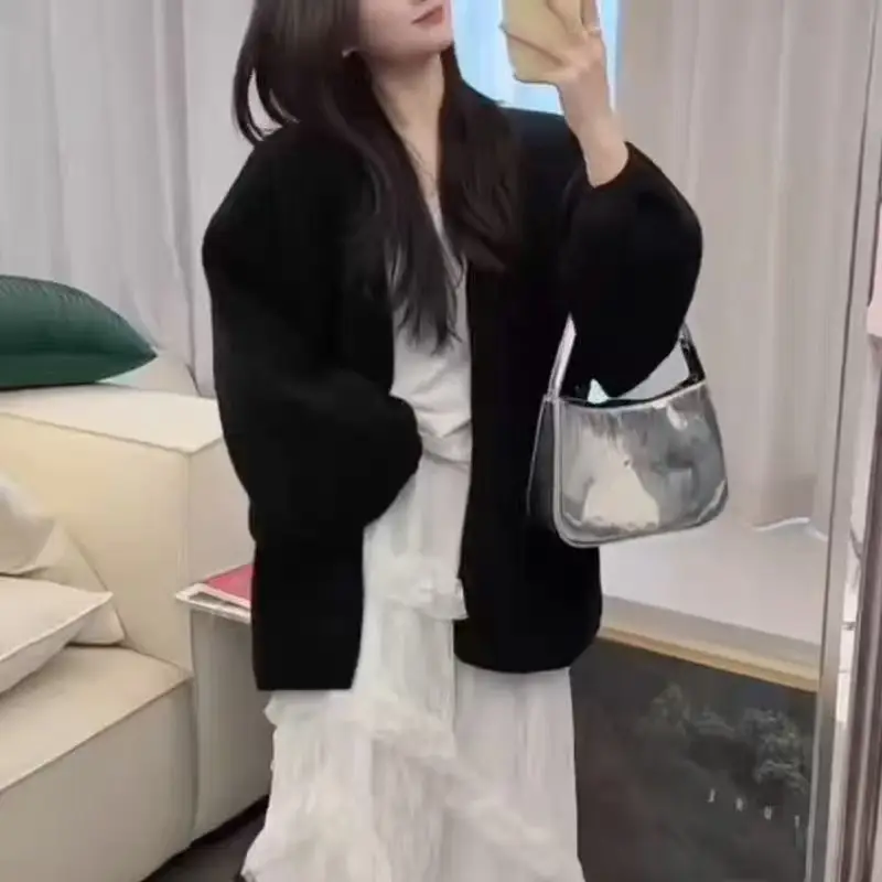 퍼프소매 울 니트 카디건 상세 이미지 3