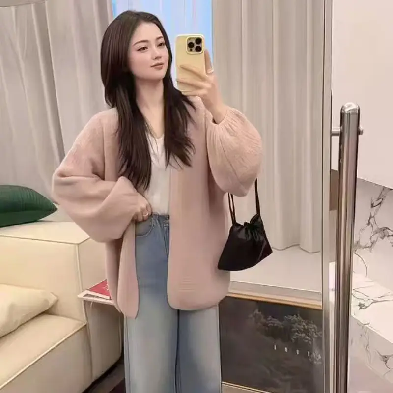 퍼프소매 울 니트 카디건 상세 이미지 4