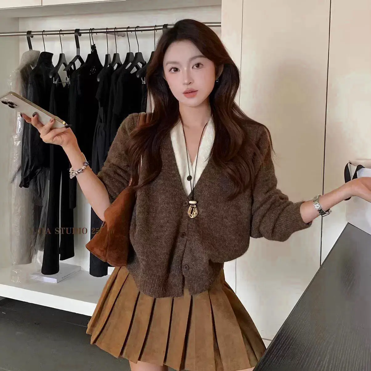 레트로 레이어드 V넥 울 가디건 상세 이미지 4
