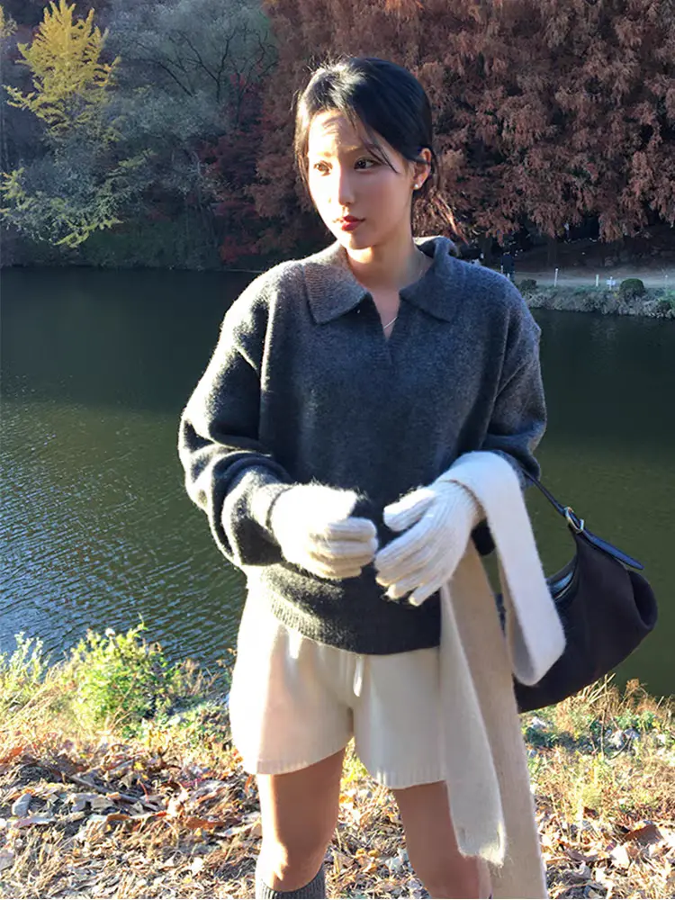 폴로 칼라 울 니트 상세 이미지 5