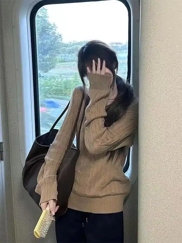 한국인기 꽈배기 V넥 긴소매 니트 상세 이미지 2