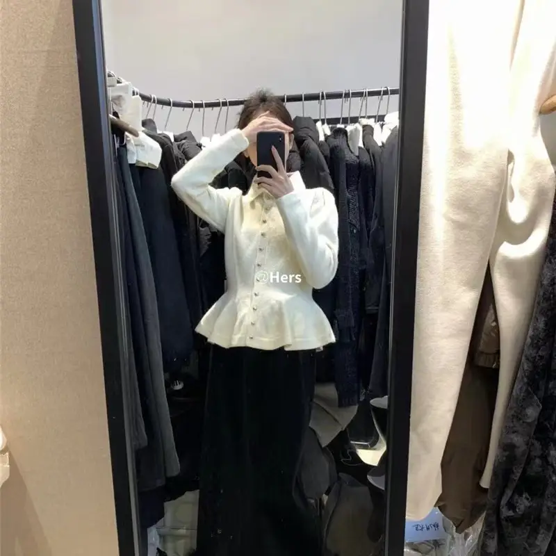 울 허리 셔링 폴로넥 가디건 상세 이미지 4
