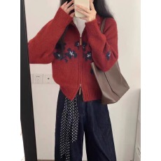 批发简约韩版秋季新款宽松圆领百搭减龄软糯<b class='q'>毛衣外套</b>女2025长袖外套