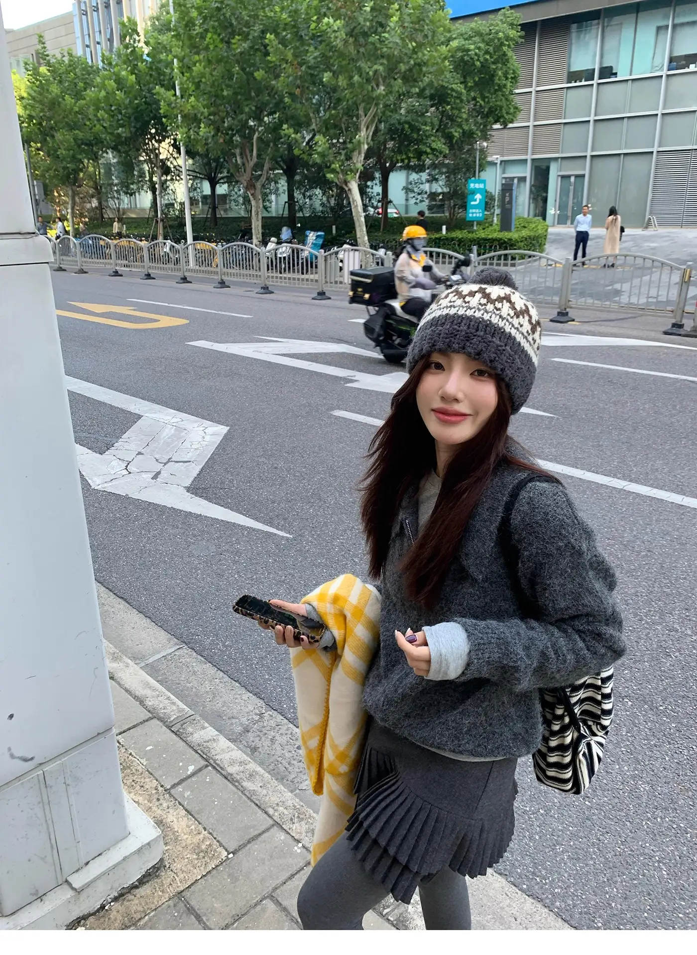 울 폴드 칼라 지퍼 니트 카디건 상세 이미지 3