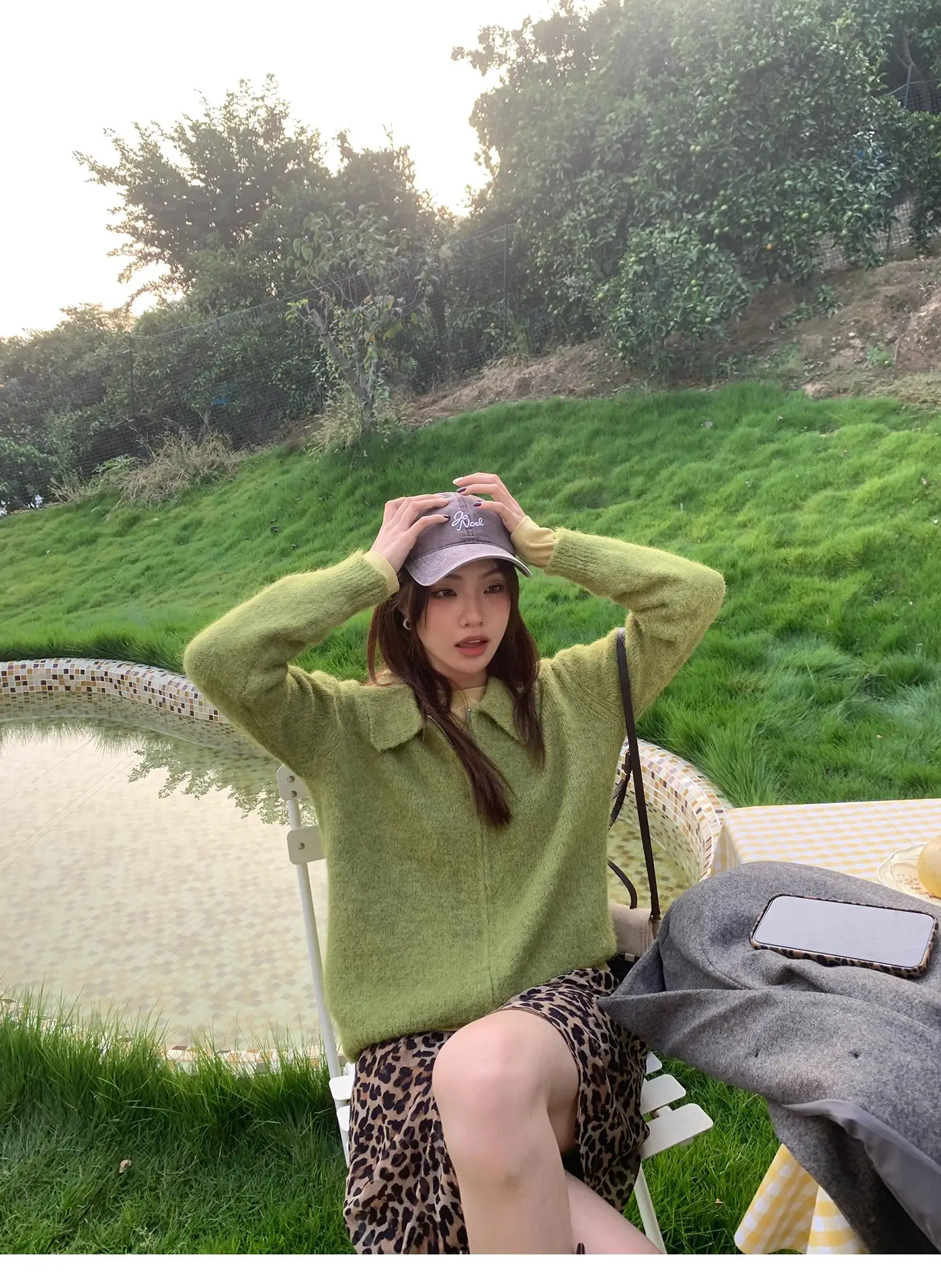 울 폴드 칼라 지퍼 니트 카디건 상세 이미지 6