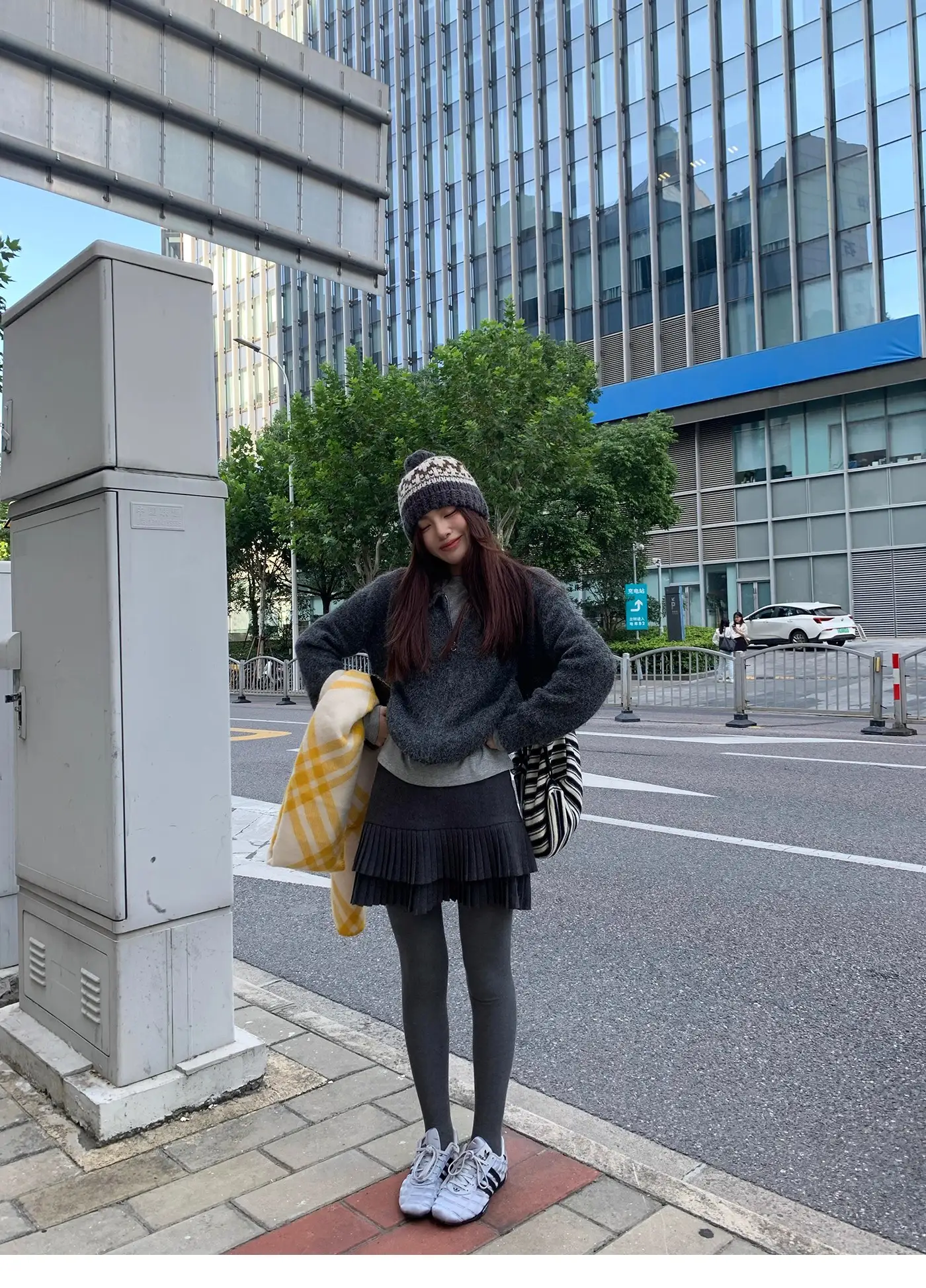 울 폴드 칼라 지퍼 니트 카디건 상세 이미지 7