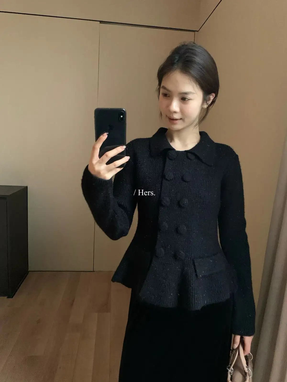 프렌치 감성 폴로 칼라 더블 버튼 니트 상세 이미지 3
