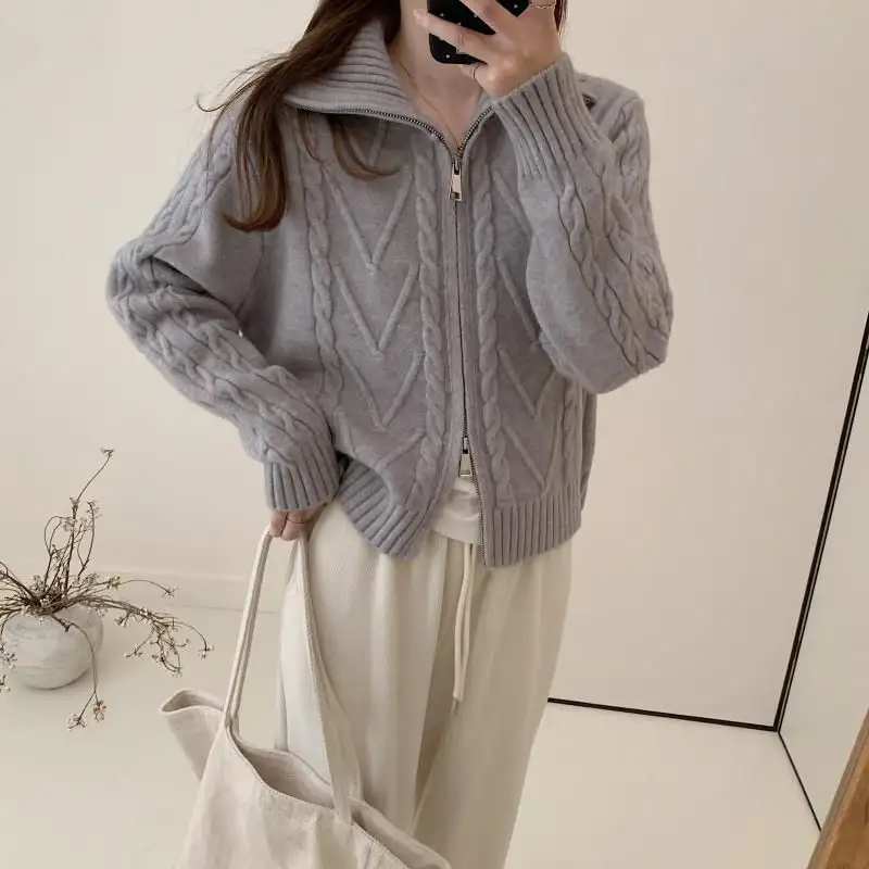 울 케이블 니트 카디건 상세 이미지 2