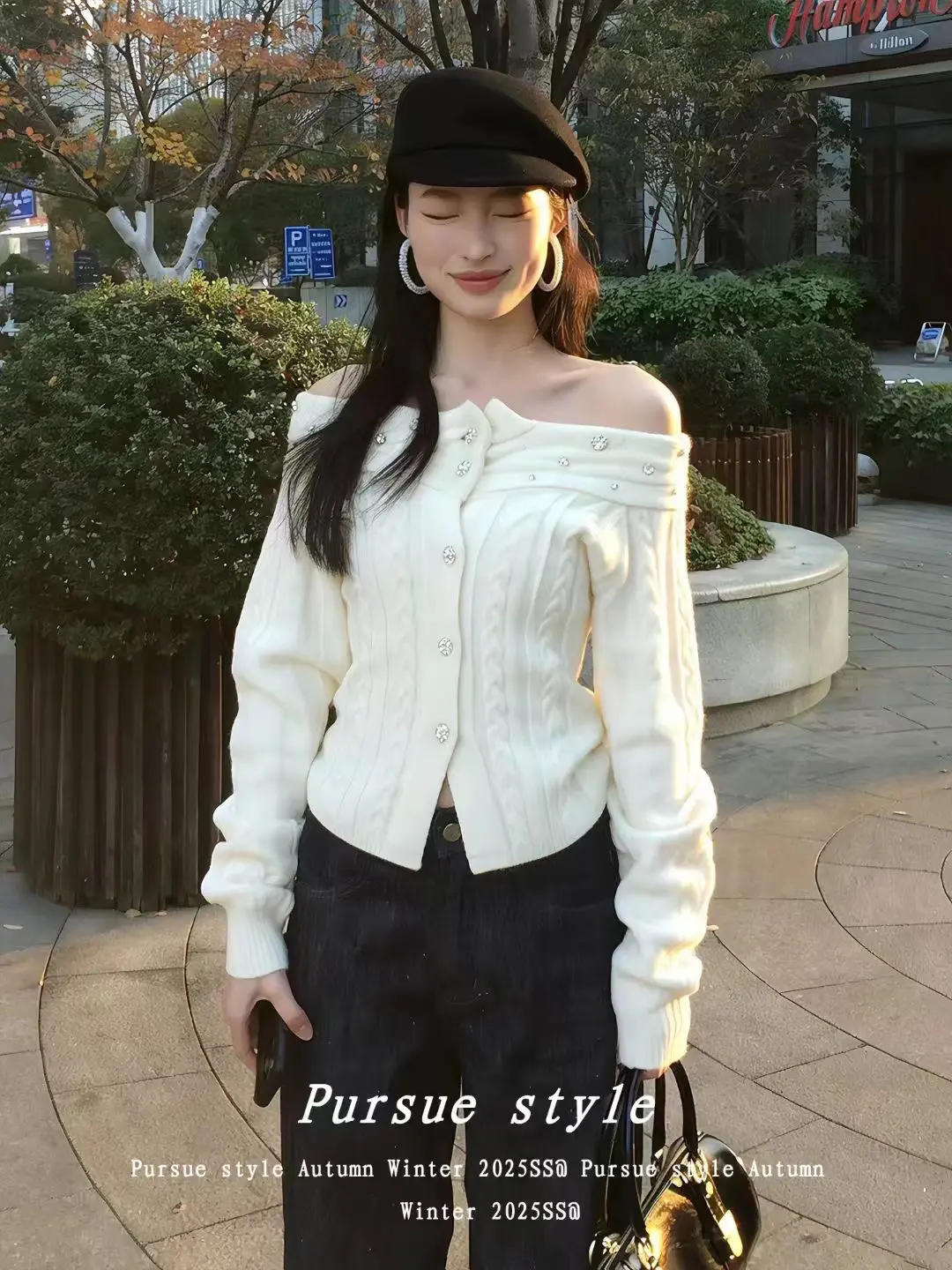 오프숄더 꽈배기 울 가디건 상세 이미지 3