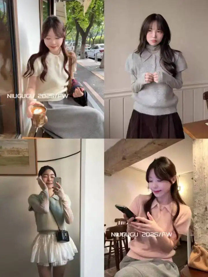 폴로넥 울 니트 반팔 티셔츠 상세 이미지 1