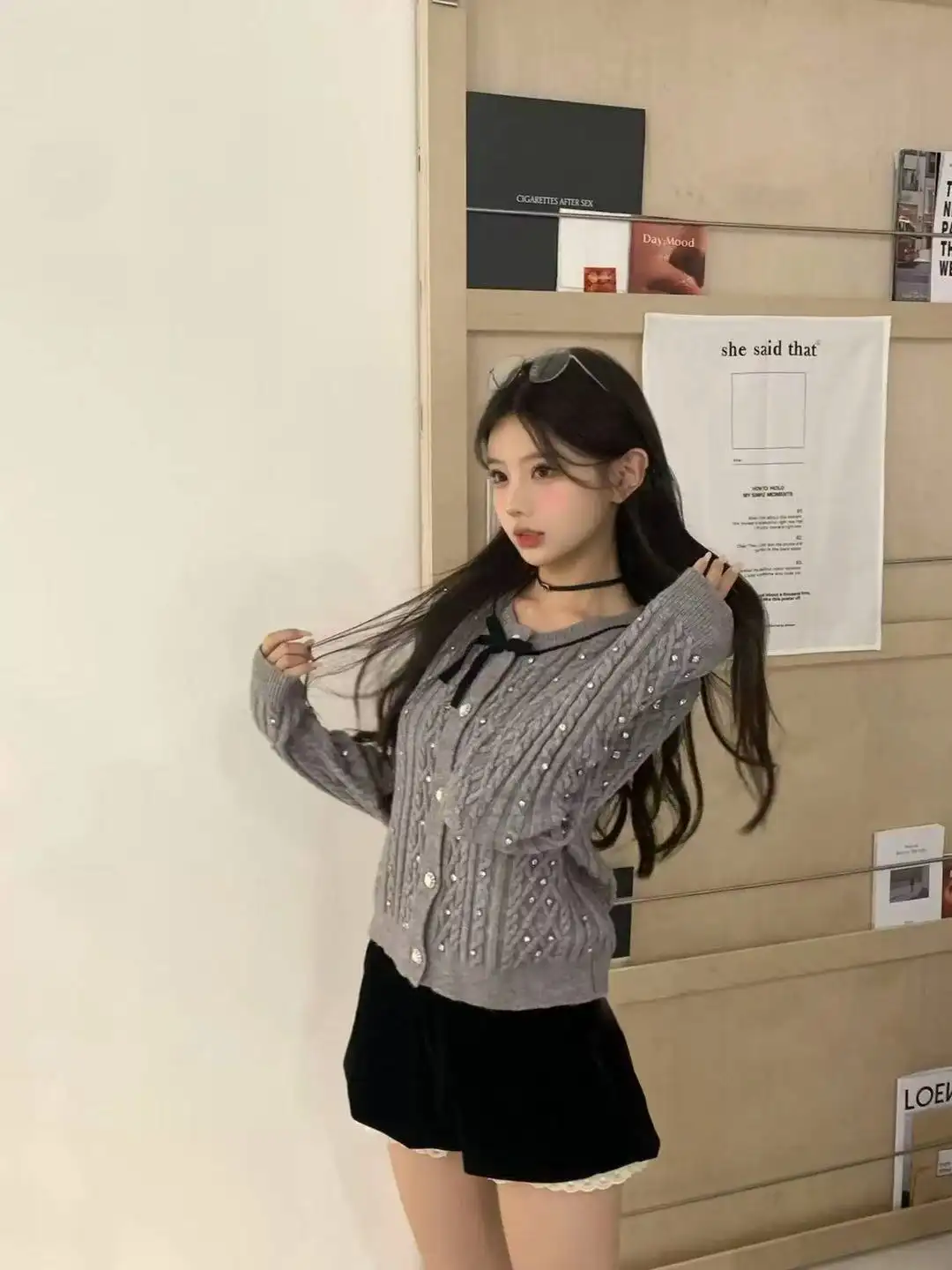 순수 울 라운드넥 긴소매 가디건 상세 이미지 2