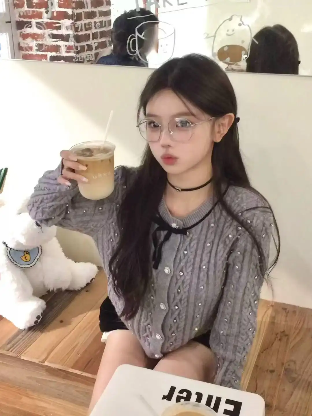 순수 울 라운드넥 긴소매 가디건 상세 이미지 6