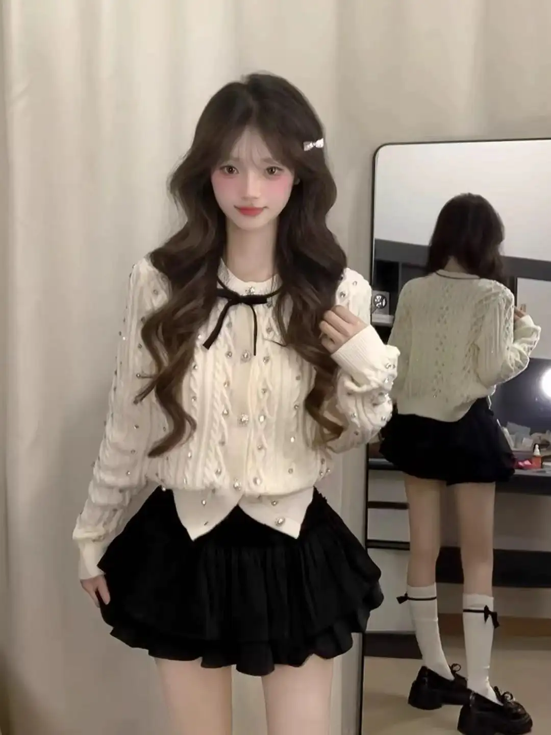순수 울 라운드넥 긴소매 가디건 상세 이미지 14