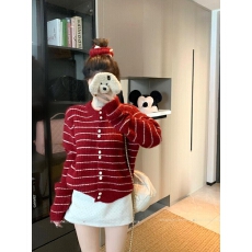 批发2025秋季新款韩系软糯条纹撞色加厚气质长袖毛衣<b class='q'>针织</b><b class='q'>开衫</b>外套女潮