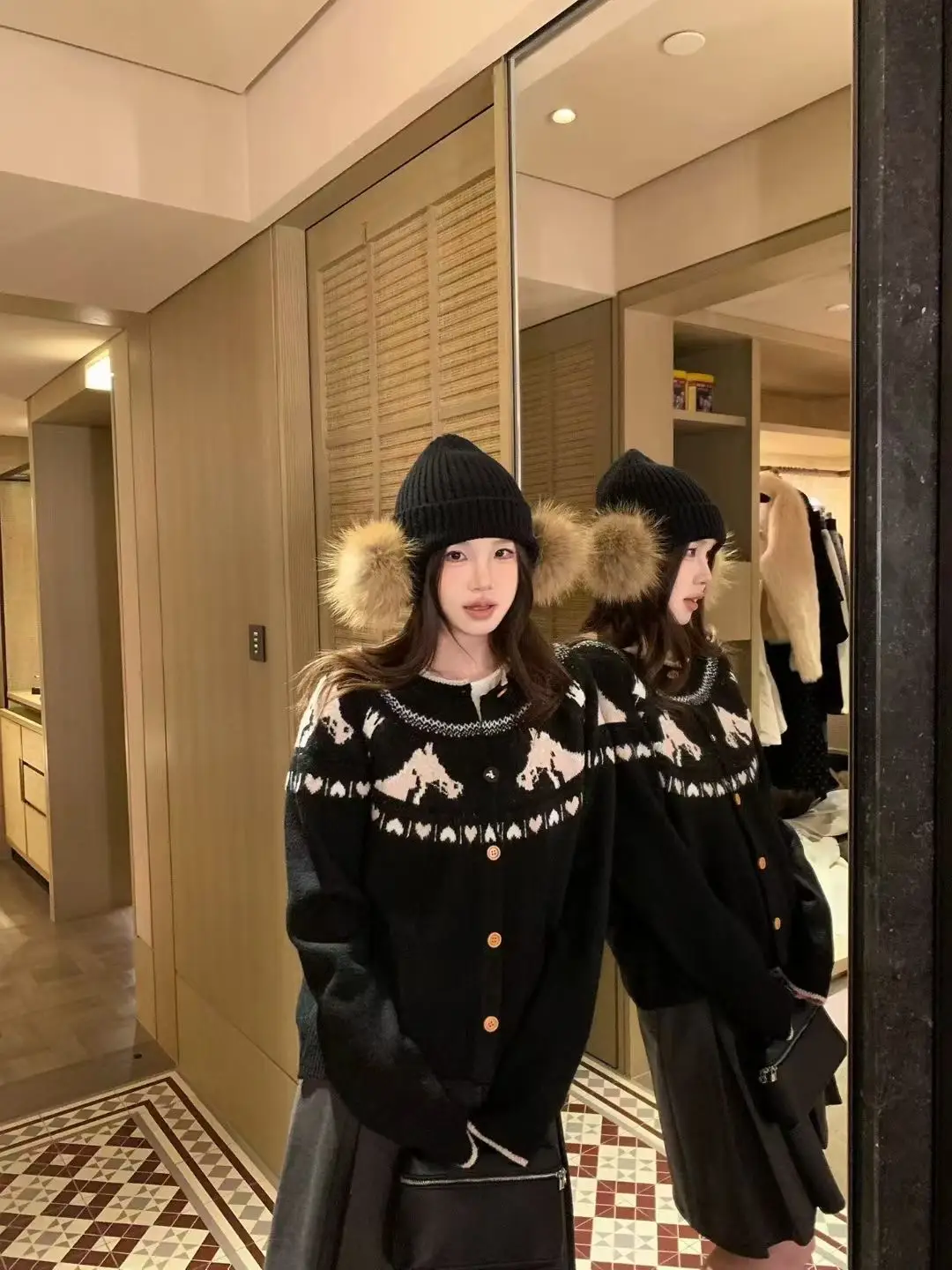 프레피 레트로 울 가디건 상세 이미지 2