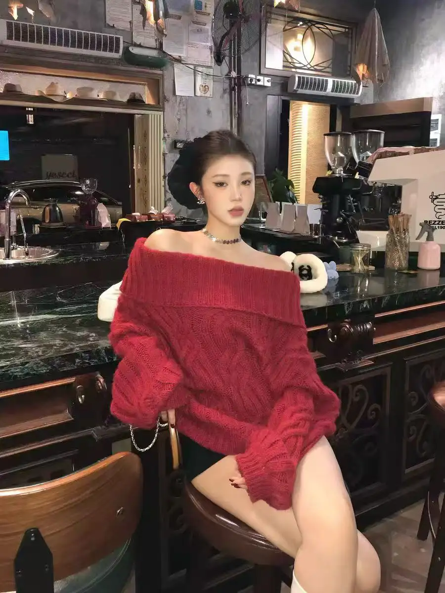 오프숄더 케이블 니트 상세 이미지 3
