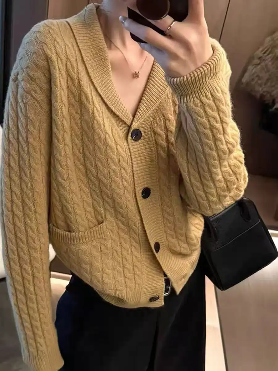 V넥 울 가디건 상세 이미지 2