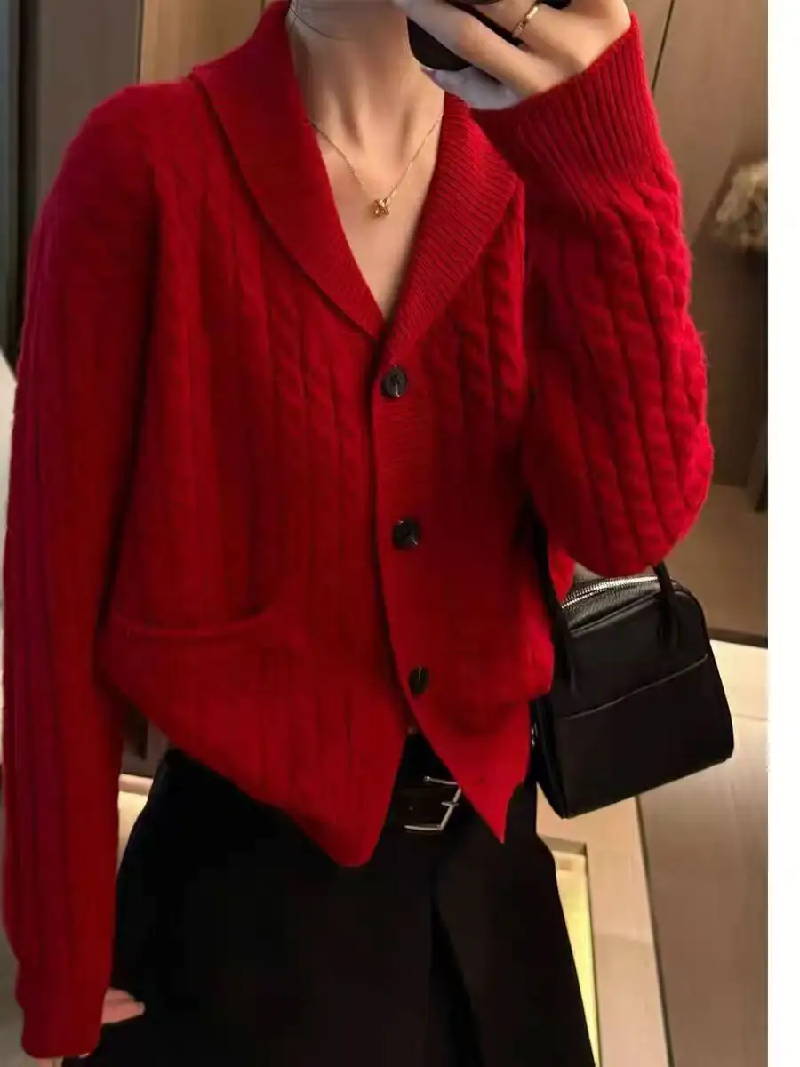 V넥 울 가디건 상세 이미지 3