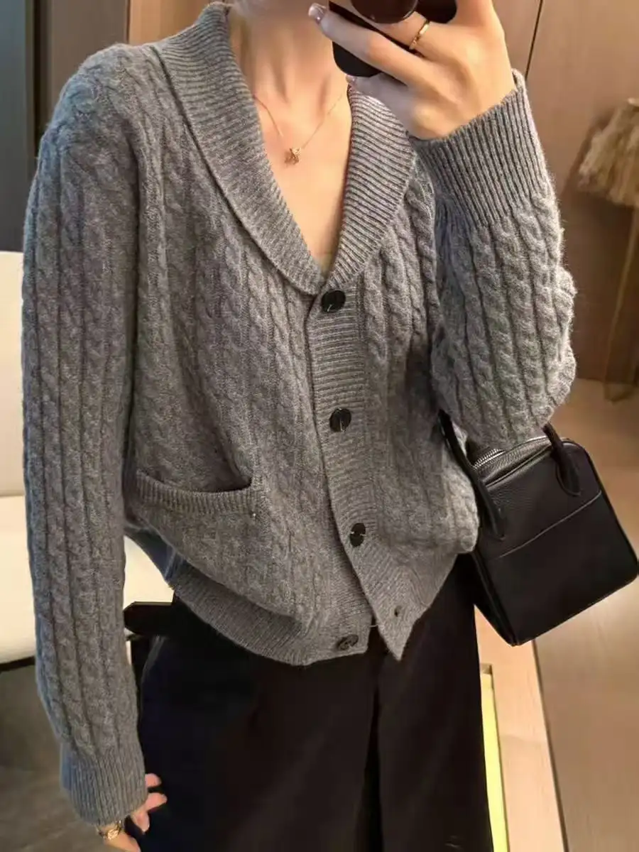 V넥 울 가디건 상세 이미지 4