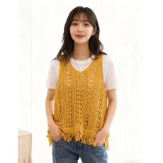 批发复古镂空钩花针织马甲背心女夏季新款宽松显瘦外搭<b class='q'>罩衫</b>无袖上衣