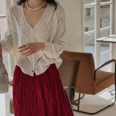 批发已出货 薄款亮片针织衫女春季新款宽松镂空<b class='q'>毛衣</b>外套上衣潮