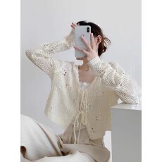 批发别致甜美 宽松防晒镂空针织小开衫女薄款2026夏季新款别致甜美宽