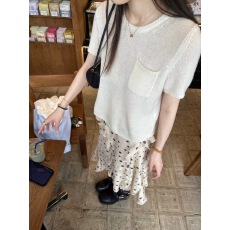 批发oker章壳儿正品～短袖针织<b class='q'>衫</b>全羊<b class='q'>毛</b>韩系简约上衣26早春新款A781