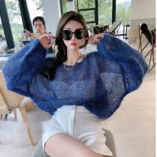 批发韩国东大门针织<b class='q'>衫</b>2026春秋季休闲百搭温柔风薄款镂空<b class='q'>毛</b>衣女罩<b class='q'>衫</b>