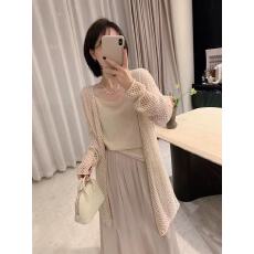 批发慵懒风中长款镂空针织<b class='q'>开衫</b>吊带两件套夏装薄款温柔清冷感长袖上衣