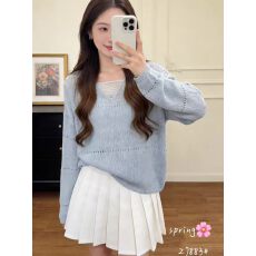 批发温柔风慵懒风V领镂空设计高级感针织衫女春夏薄款套头上衣潮