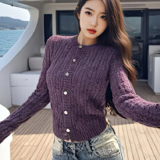 批发2026 缕空<b class='q'>针织</b><b class='q'>开衫</b>女秋外搭毛衣长袖外套上衣