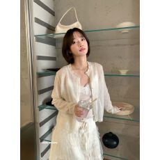 批发I MISS韩标温柔风马海毛镂空薄款<b class='q'>针织</b><b class='q'>开衫</b>女春季百搭外套显瘦毛衣