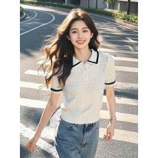 批发白色针织衫女2026夏季新款镂空百搭宽松通勤<b class='q'>时尚</b><b class='q'>个性</b>别致洋气上衣