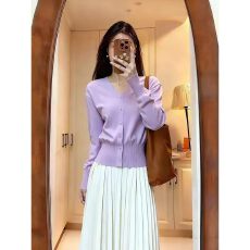 批发韩系chic穿女2026年秋季纯色针织开衫女上衣显瘦<b class='q'>长袖</b>开衫潮