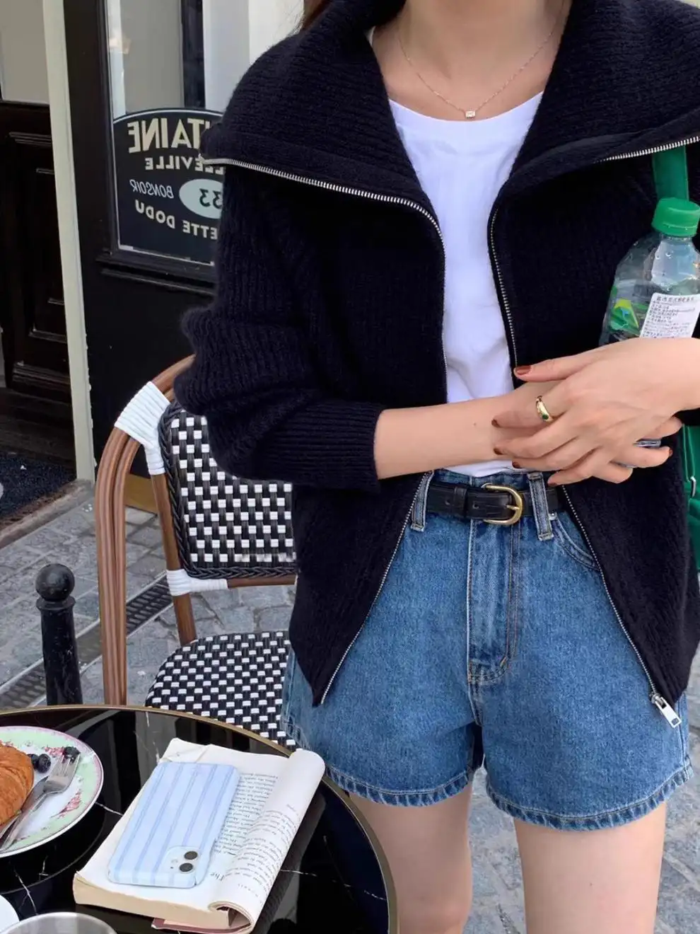 폴드 칼라 울 니트 카디건 상세 이미지 26