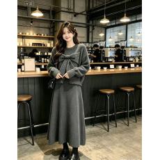 批发2026新款钉珠蝴蝶结针织套装<b class='q'>女</b>秋冬温柔<b class='q'>毛衣</b>半身裙显瘦气质两件套
