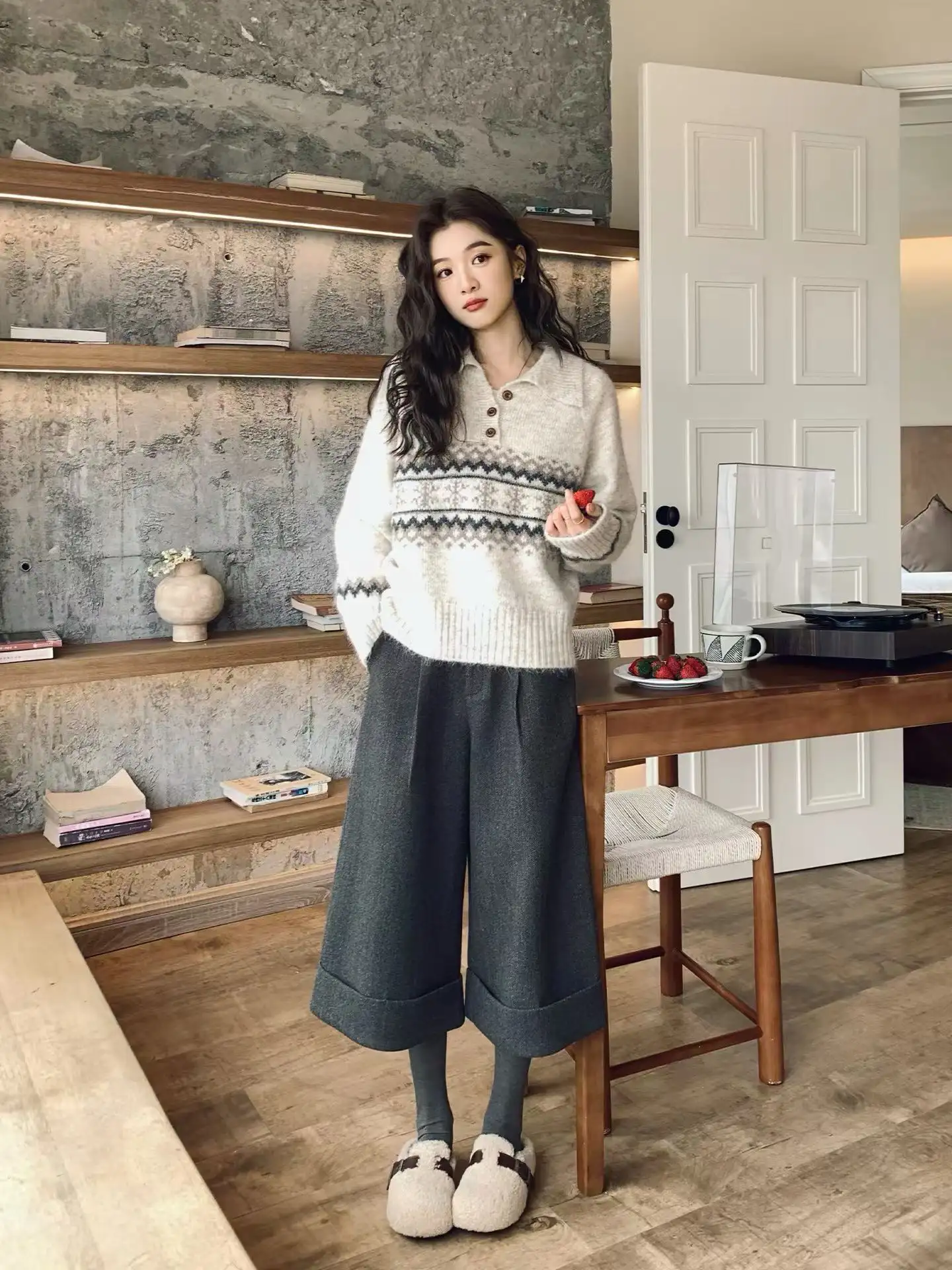 페어아일 폴로넥 울 니트 상세 이미지 2