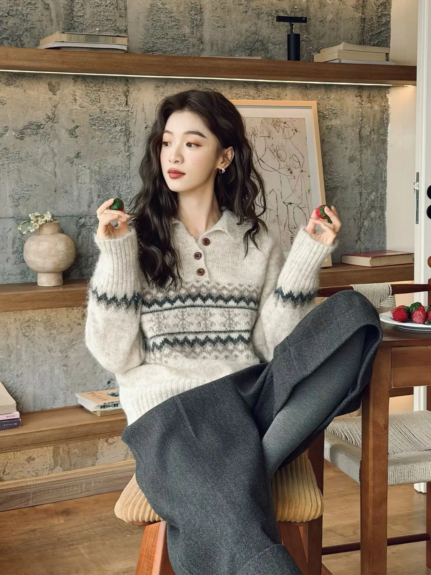 페어아일 폴로넥 울 니트 상세 이미지 3