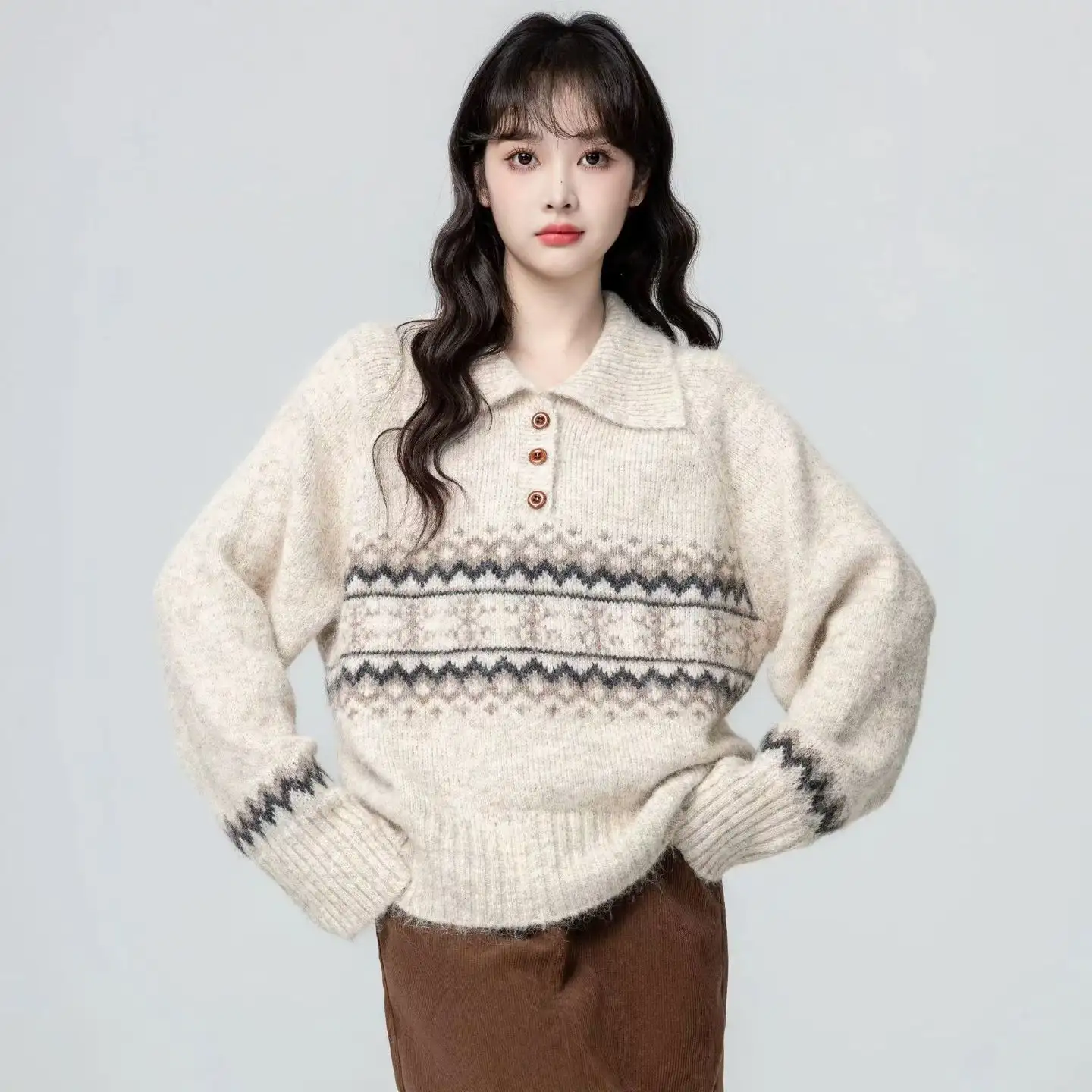 페어아일 폴로넥 울 니트 상세 이미지 4