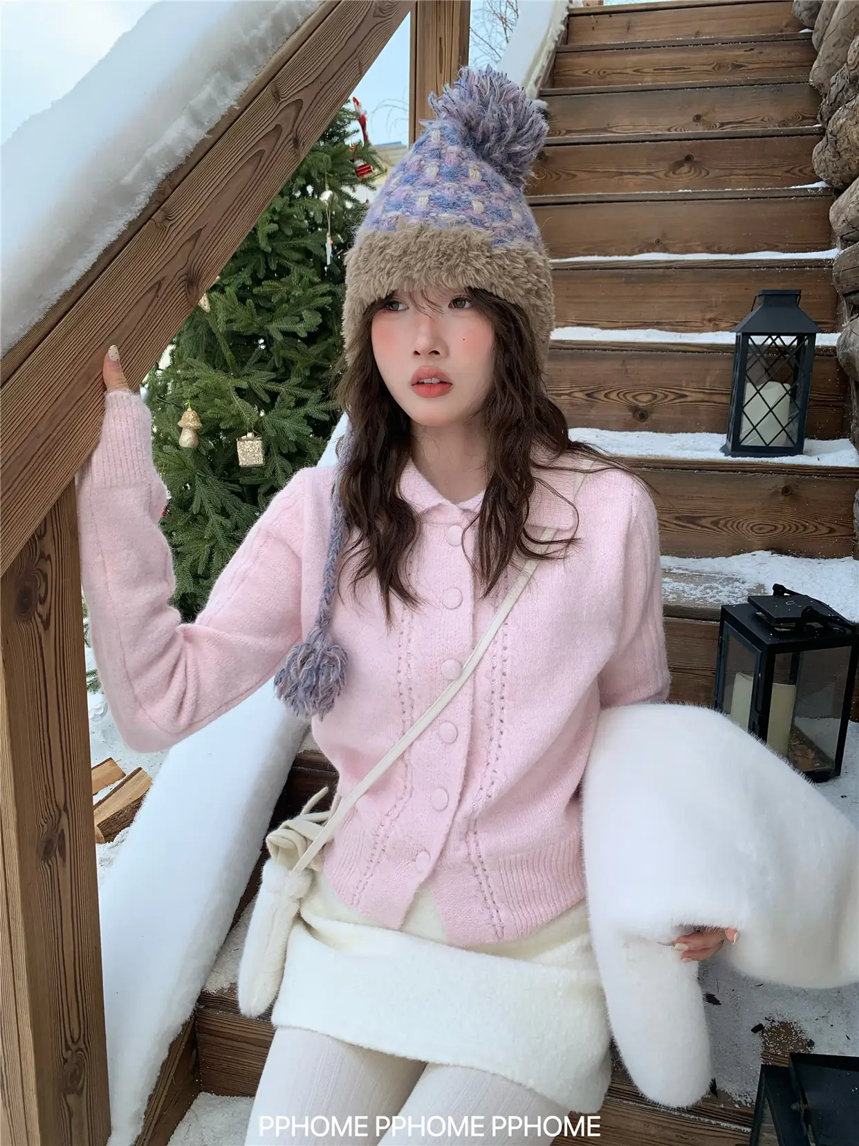 폴드 칼라 울 니트 카디건 상세 이미지 3