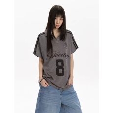 批发美式运动风数字印花网眼POLO衫<b class='q'>夏</b>季cleanfit透气情侣短袖上衣