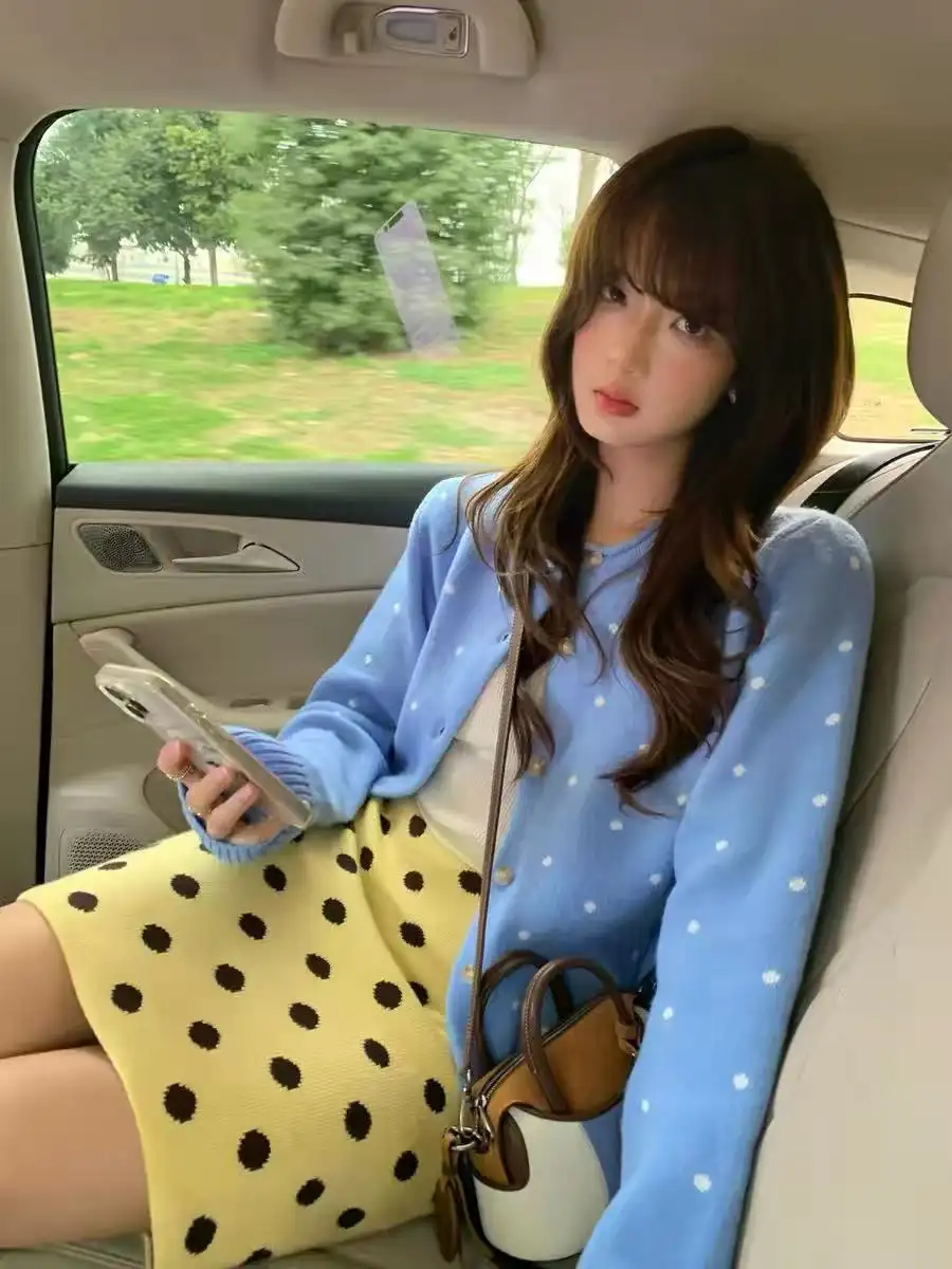 한국인기 루즈핏 도트 가디건 상세 이미지 1