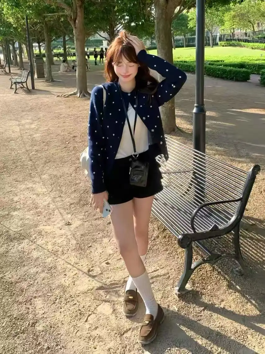 한국인기 루즈핏 도트 가디건 상세 이미지 3