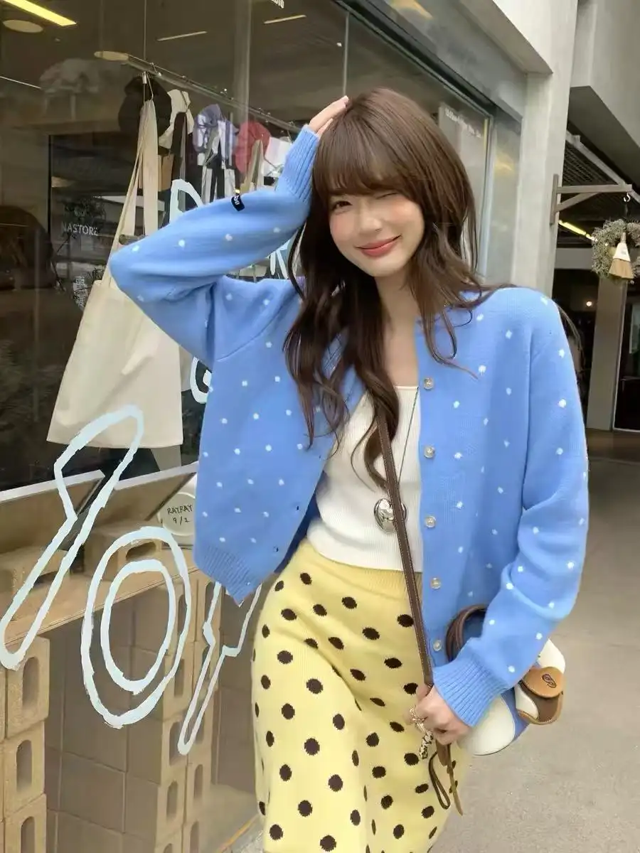 한국인기 루즈핏 도트 가디건 상세 이미지 5