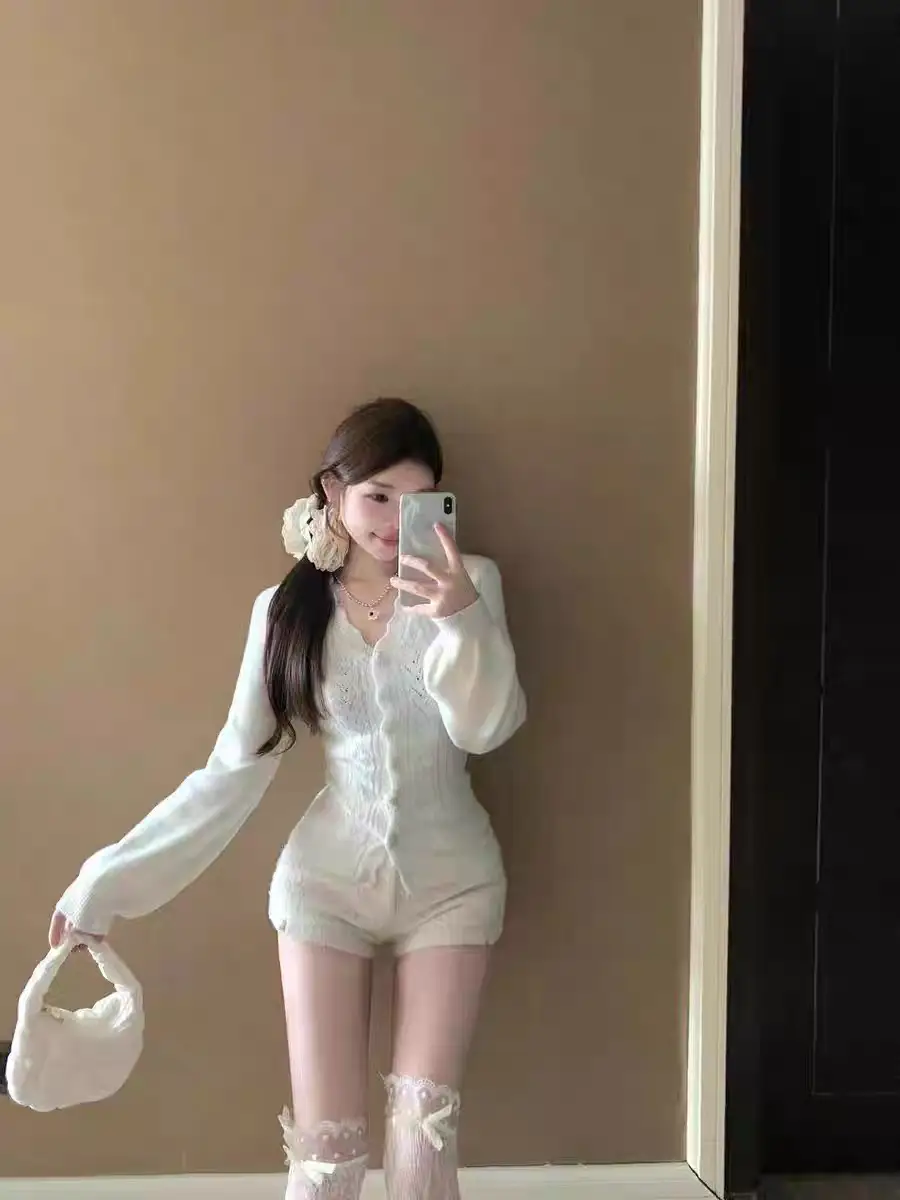 울 100% V넥 니트 가디건 상세 이미지 5